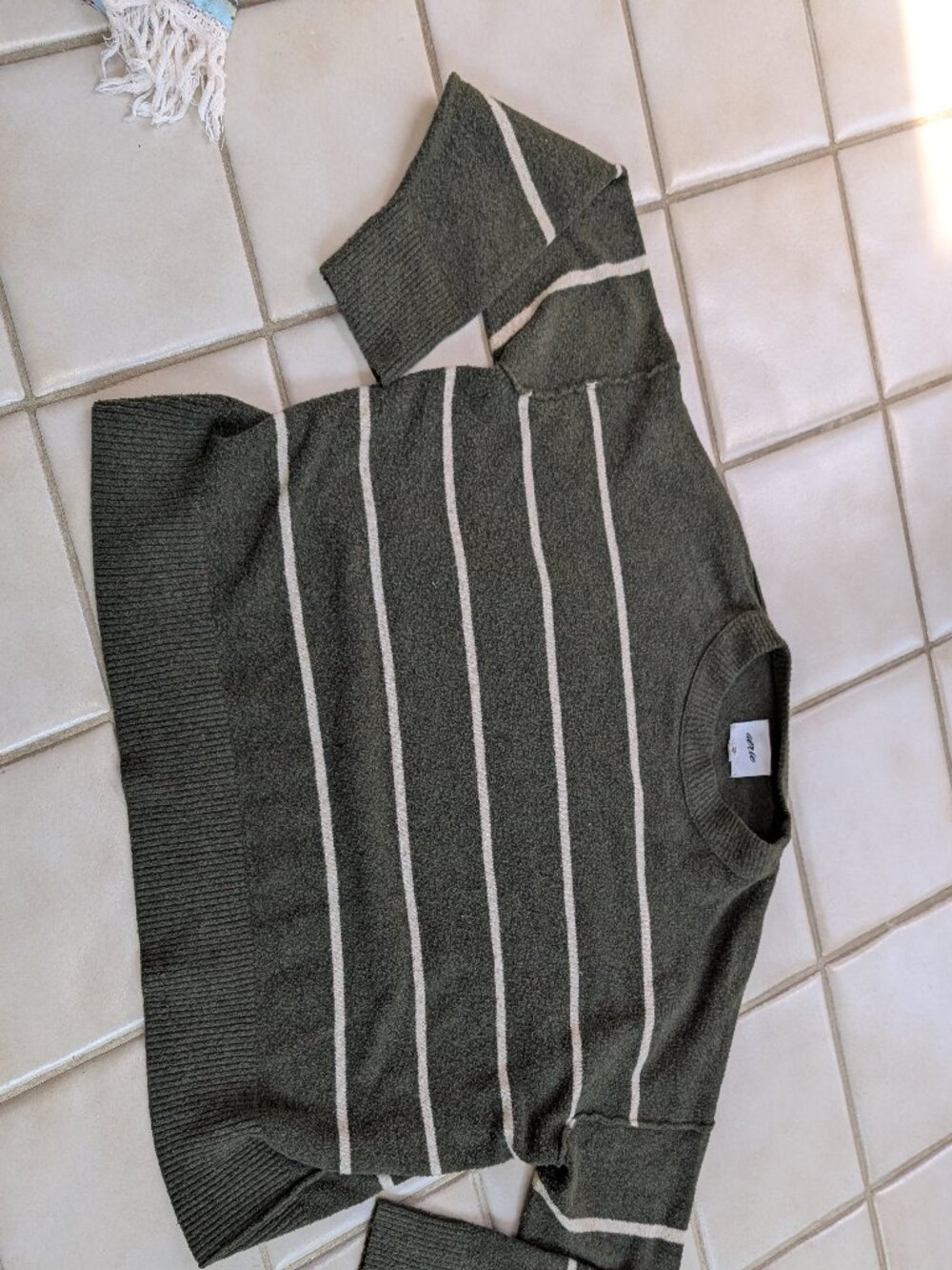 Aerie Unreal Green White Striped Sweater